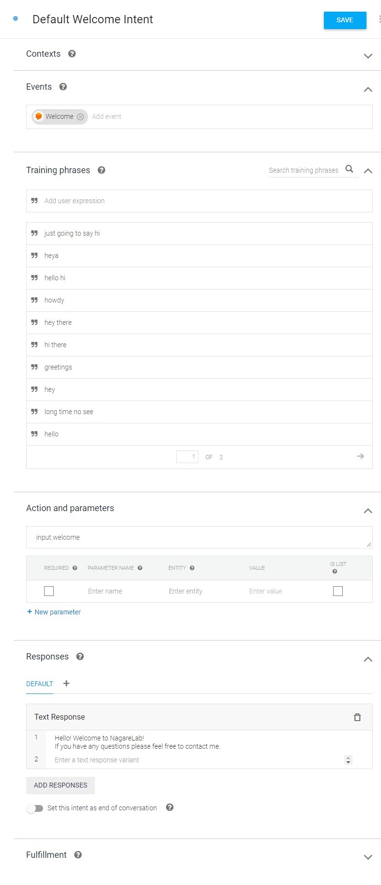 Dialogflow QuickStart