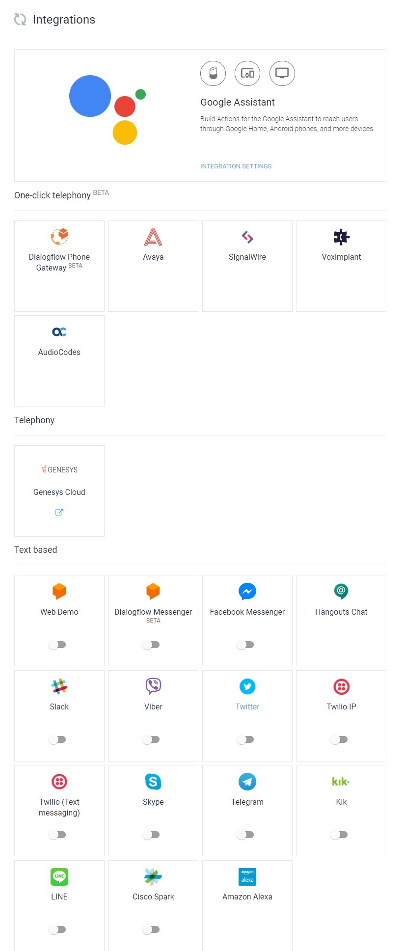 Dialogflow QuickStart